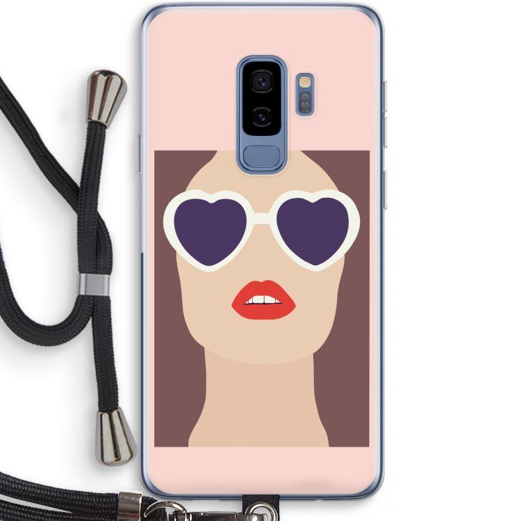 Red lips: Samsung Galaxy S9 Plus Transparant Hoesje met koord