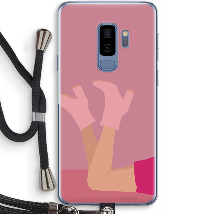 Pink boots: Samsung Galaxy S9 Plus Transparant Hoesje met koord