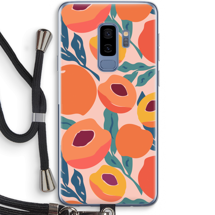 Perzik: Samsung Galaxy S9 Plus Transparant Hoesje met koord