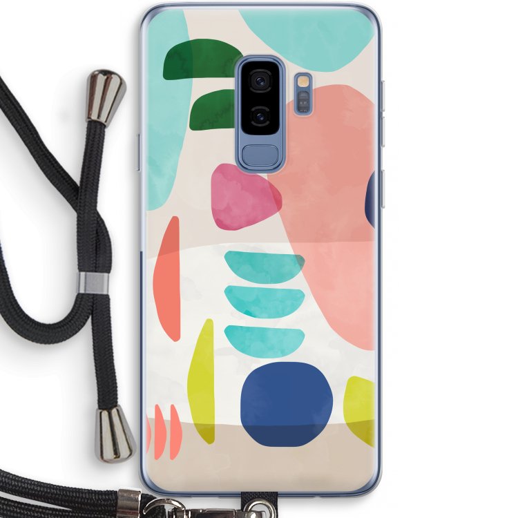 Bold Rounded Shapes: Samsung Galaxy S9 Plus Transparant Hoesje met koord