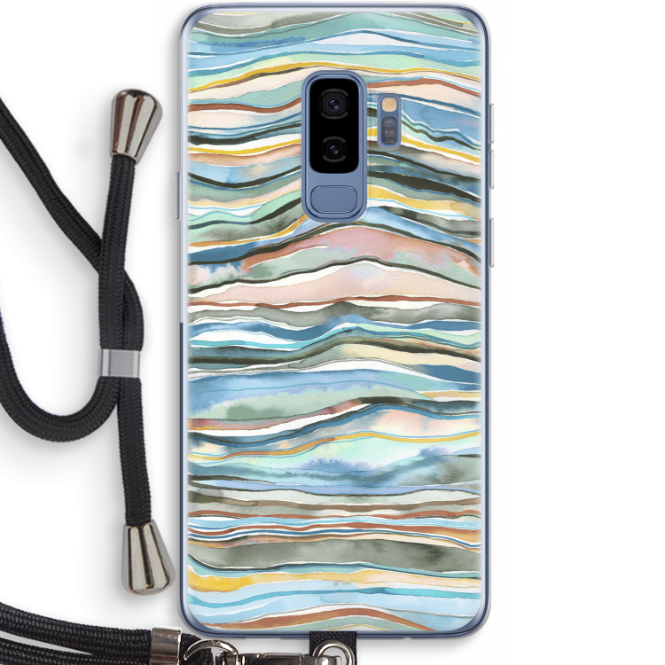 Watercolor Agate: Samsung Galaxy S9 Plus Transparant Hoesje met koord