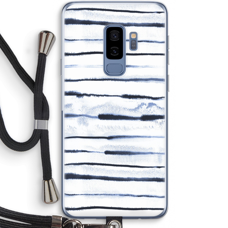 Ink Stripes: Samsung Galaxy S9 Plus Transparant Hoesje met koord