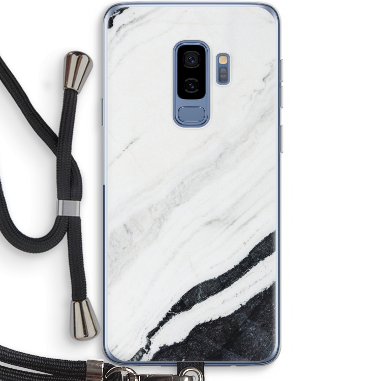 Elegante marmer: Samsung Galaxy S9 Plus Transparant Hoesje met koord