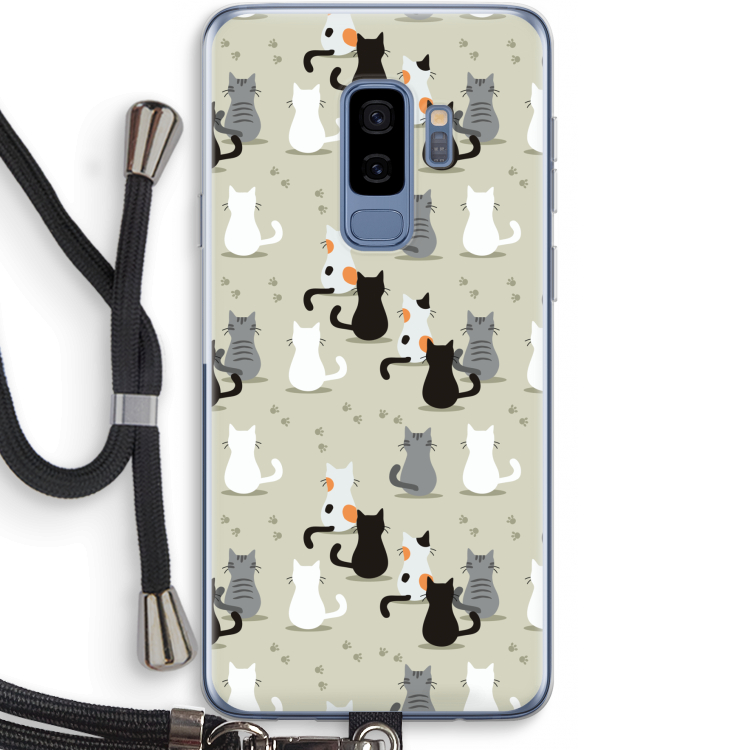 Katten: Samsung Galaxy S9 Plus Transparant Hoesje met koord