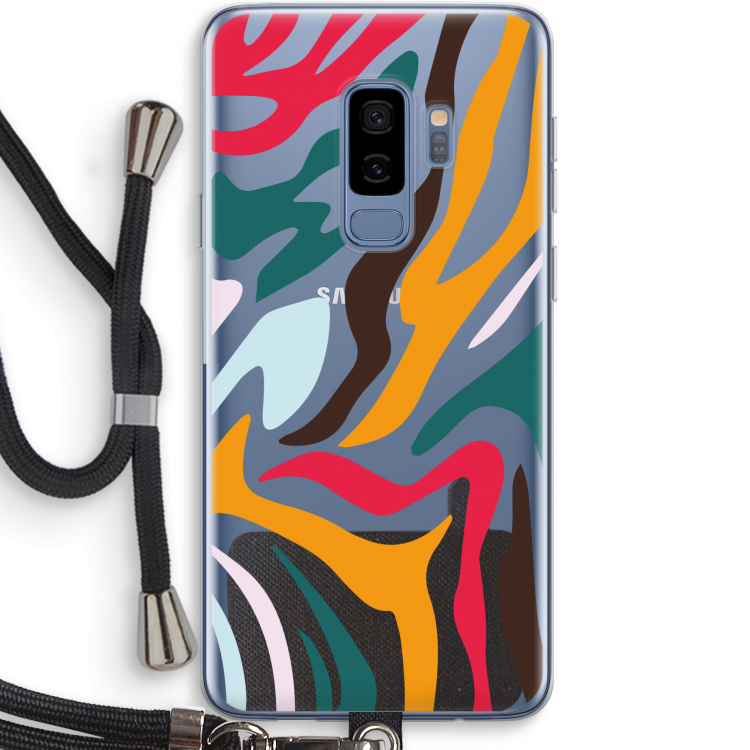 Colored Zebra: Samsung Galaxy S9 Plus Transparant Hoesje met koord