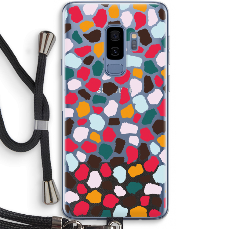 Colored Giraffe: Samsung Galaxy S9 Plus Transparant Hoesje met koord