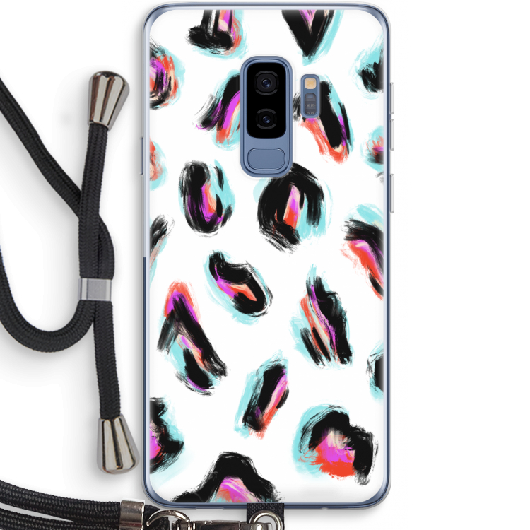 Cheetah color: Samsung Galaxy S9 Plus Transparant Hoesje met koord