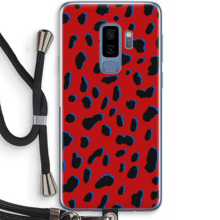 Red Leopard: Samsung Galaxy S9 Plus Transparant Hoesje met koord