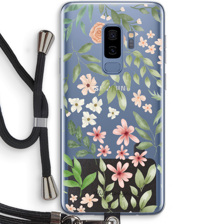 Botanical sweet flower heaven: Samsung Galaxy S9 Plus Transparant Hoesje met koord