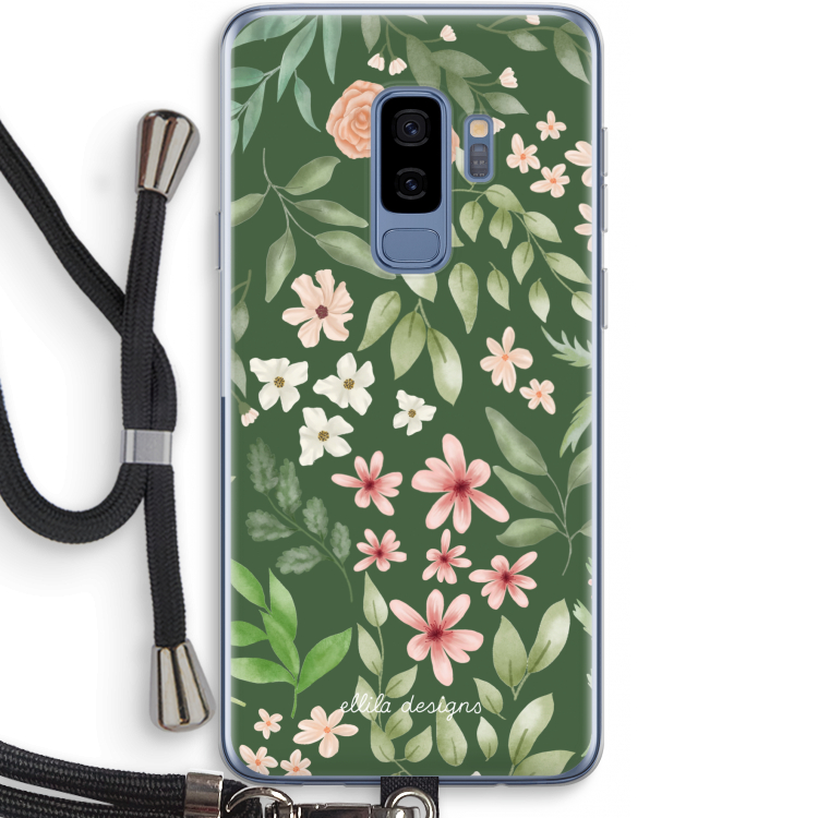 Botanical green sweet flower heaven: Samsung Galaxy S9 Plus Transparant Hoesje met koord