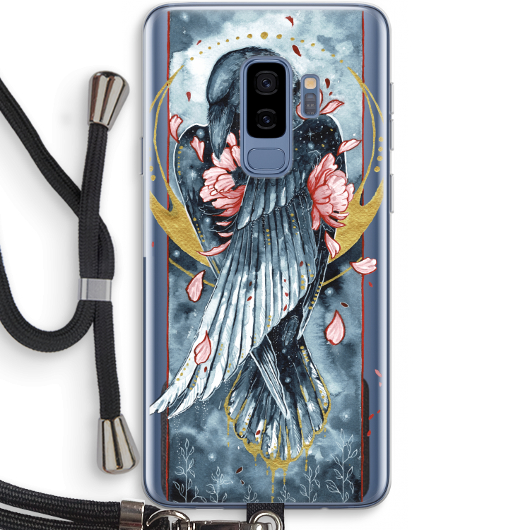 Golden Raven: Samsung Galaxy S9 Plus Transparant Hoesje met koord