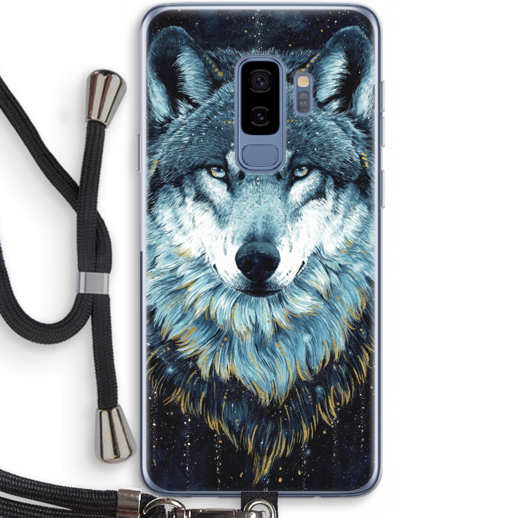 Darkness Wolf: Samsung Galaxy S9 Plus Transparant Hoesje met koord