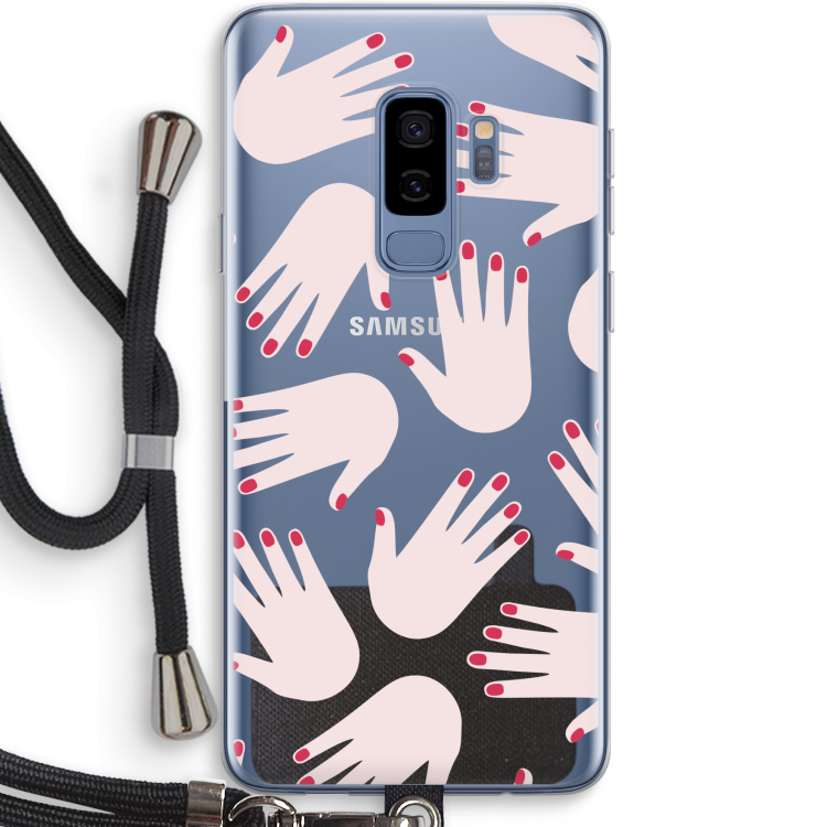 Hands pink: Samsung Galaxy S9 Plus Transparant Hoesje met koord