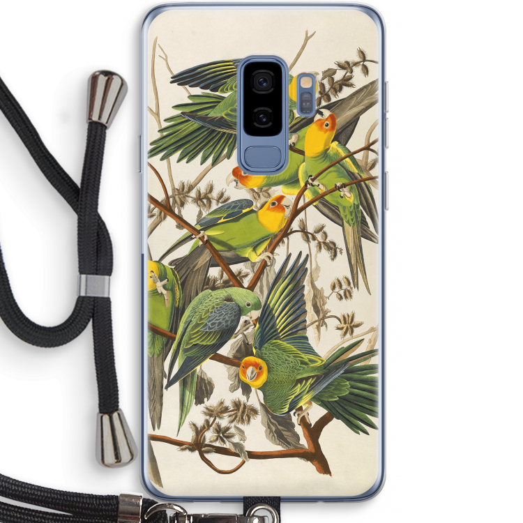 Carolinaparkiet: Samsung Galaxy S9 Plus Transparant Hoesje met koord