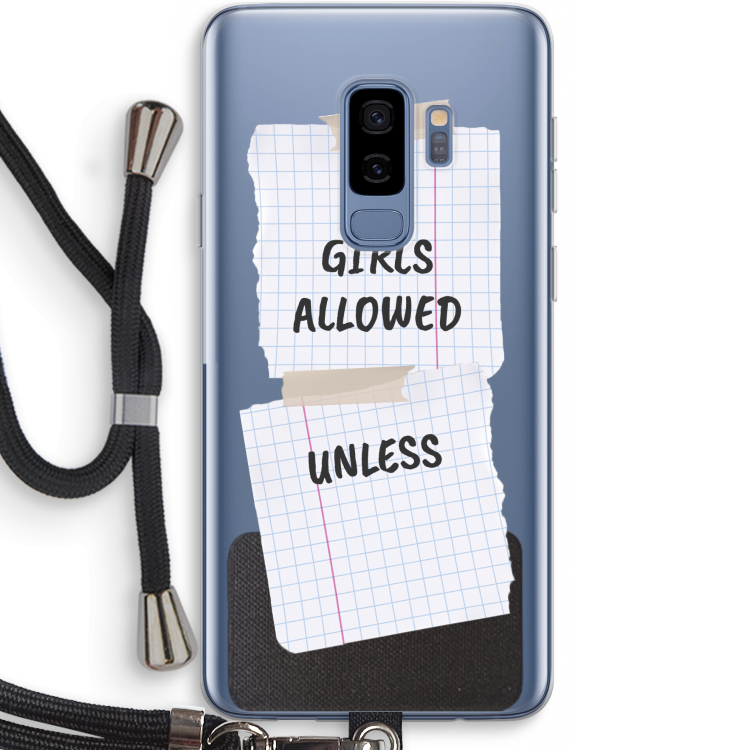 No Girls Allowed Unless: Samsung Galaxy S9 Plus Transparant Hoesje met koord
