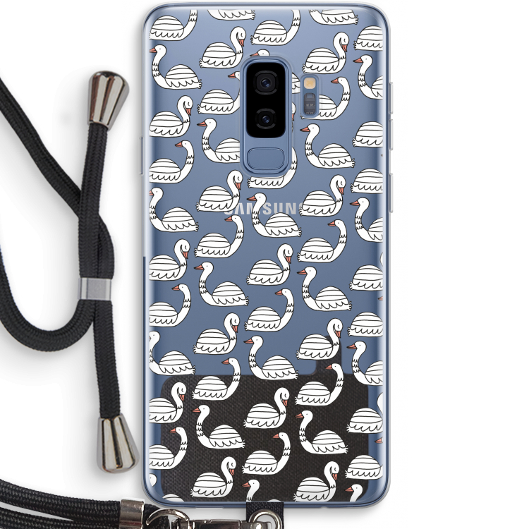 Zwanen: Samsung Galaxy S9 Plus Transparant Hoesje met koord