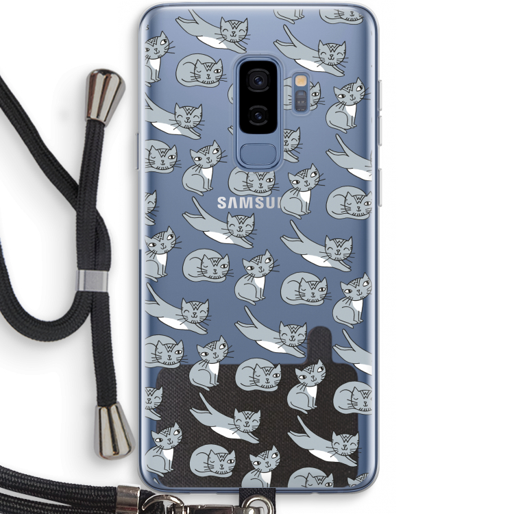 Poezen: Samsung Galaxy S9 Plus Transparant Hoesje met koord