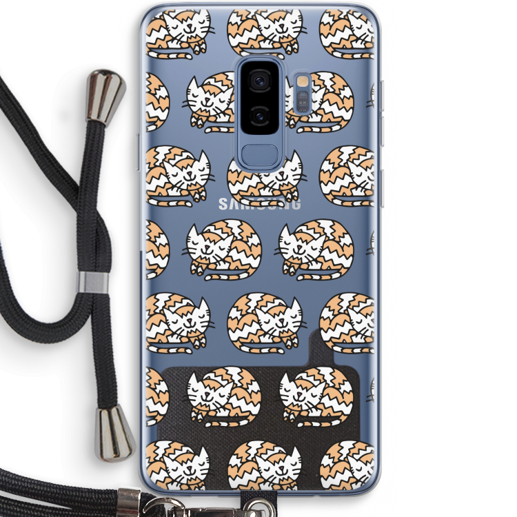 Slapende poes: Samsung Galaxy S9 Plus Transparant Hoesje met koord