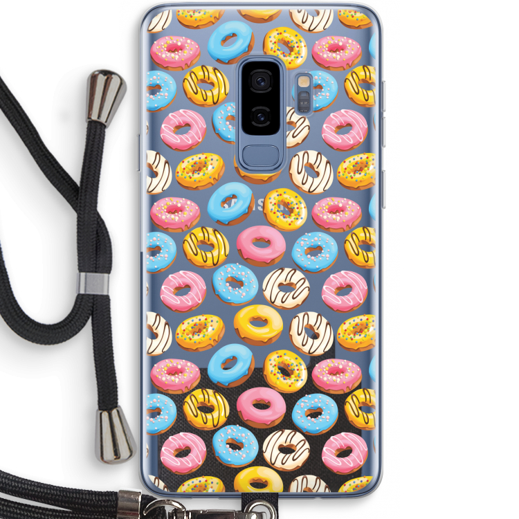Pink donuts: Samsung Galaxy S9 Plus Transparant Hoesje met koord