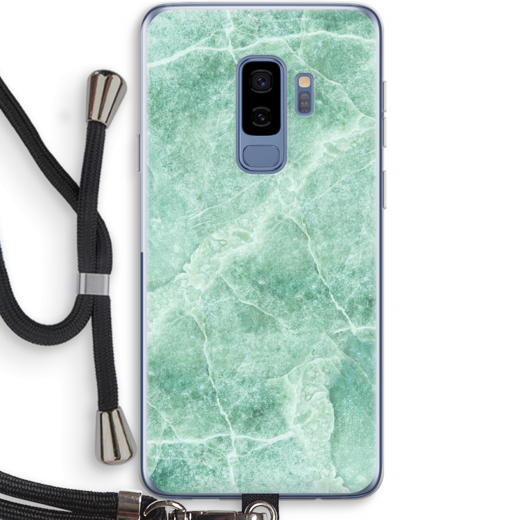 Groen marmer: Samsung Galaxy S9 Plus Transparant Hoesje met koord