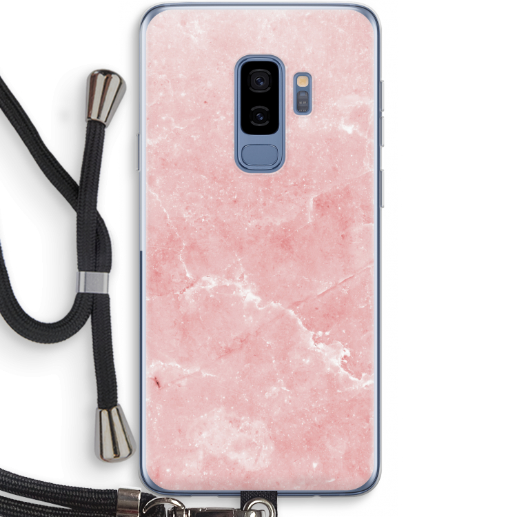 Roze marmer: Samsung Galaxy S9 Plus Transparant Hoesje met koord
