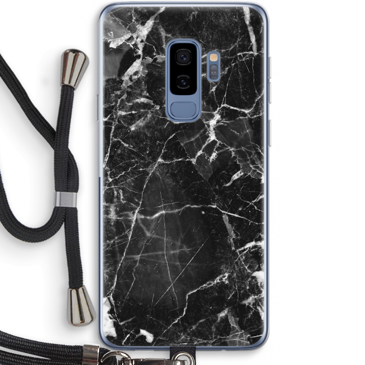 Zwart Marmer 2: Samsung Galaxy S9 Plus Transparant Hoesje met koord