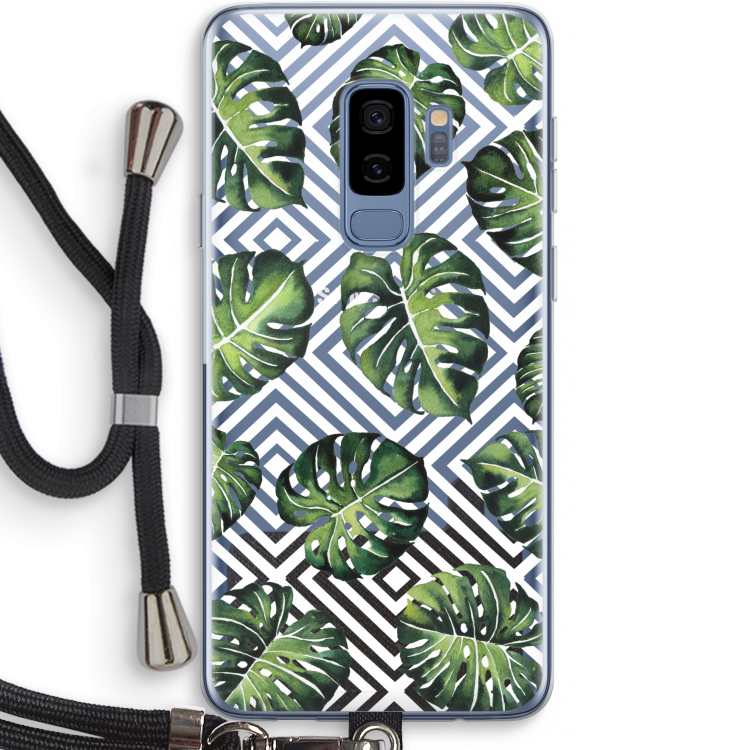 Geometrische jungle: Samsung Galaxy S9 Plus Transparant Hoesje met koord