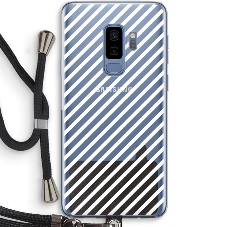 Strepen zwart-wit: Samsung Galaxy S9 Plus Transparant Hoesje met koord