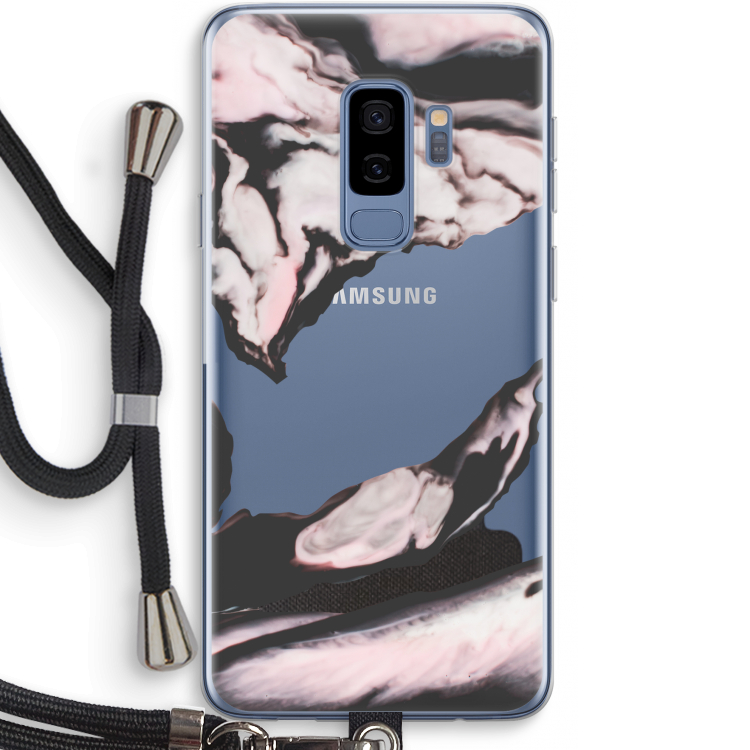 Roze stroom: Samsung Galaxy S9 Plus Transparant Hoesje met koord