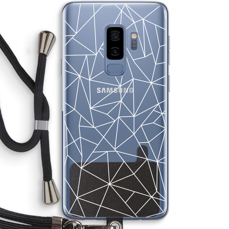 Geometrische lijnen wit: Samsung Galaxy S9 Plus Transparant Hoesje met koord