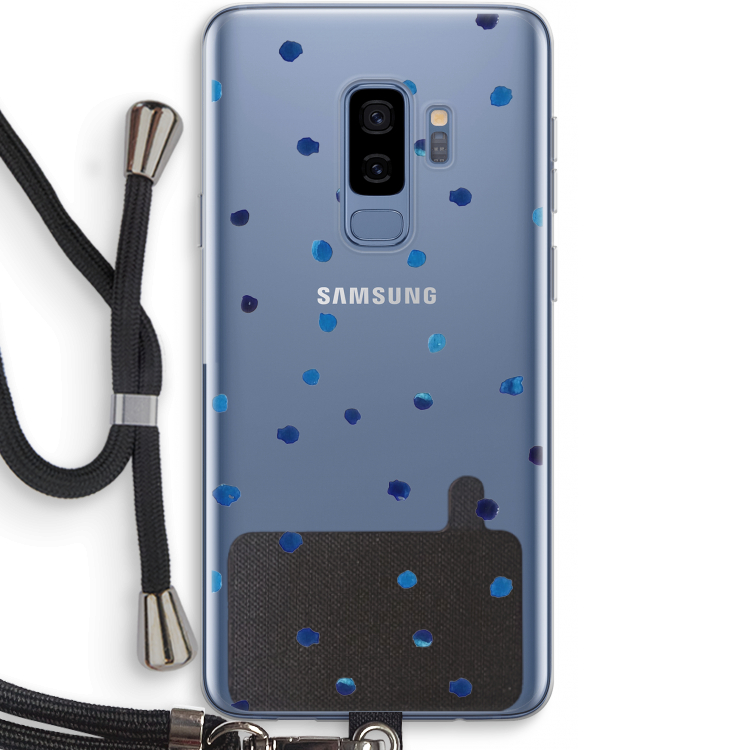 Blauwe stippen: Samsung Galaxy S9 Plus Transparant Hoesje met koord