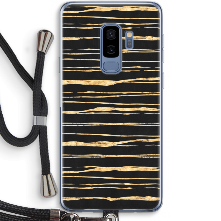 Gouden strepen: Samsung Galaxy S9 Plus Transparant Hoesje met koord