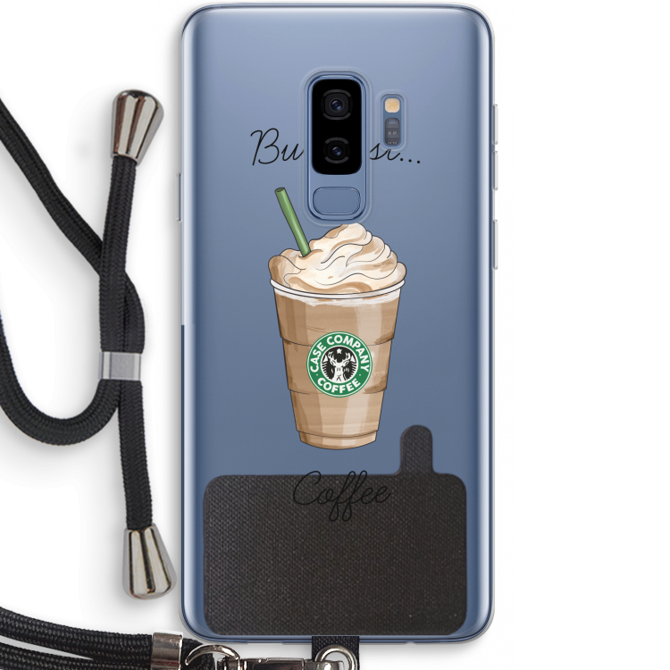 But first coffee: Samsung Galaxy S9 Plus Transparant Hoesje met koord