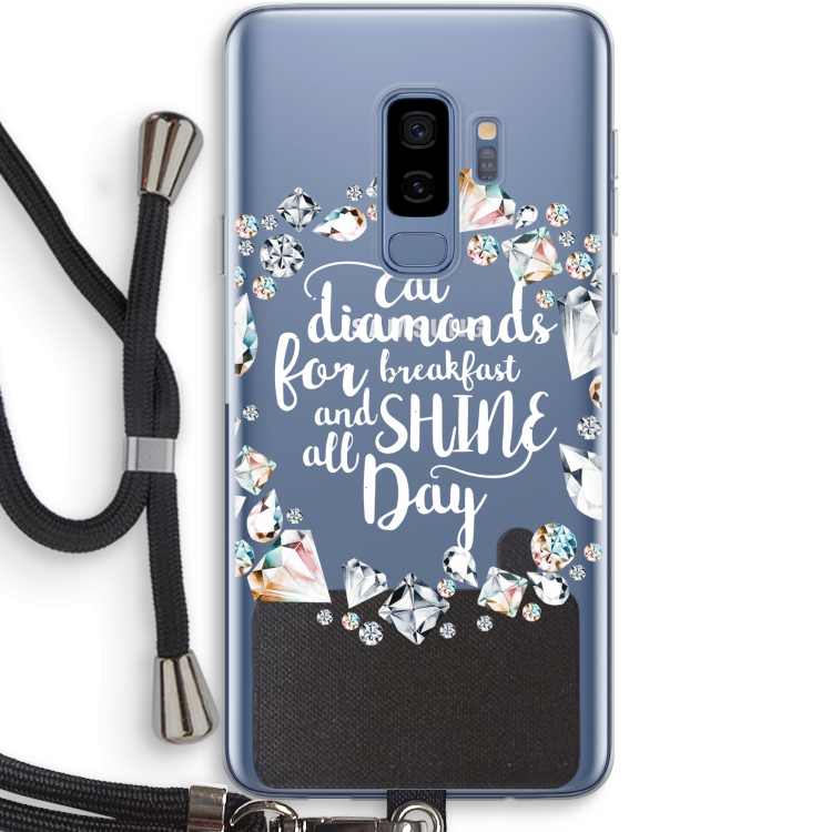 Diamonds: Samsung Galaxy S9 Plus Transparant Hoesje met koord