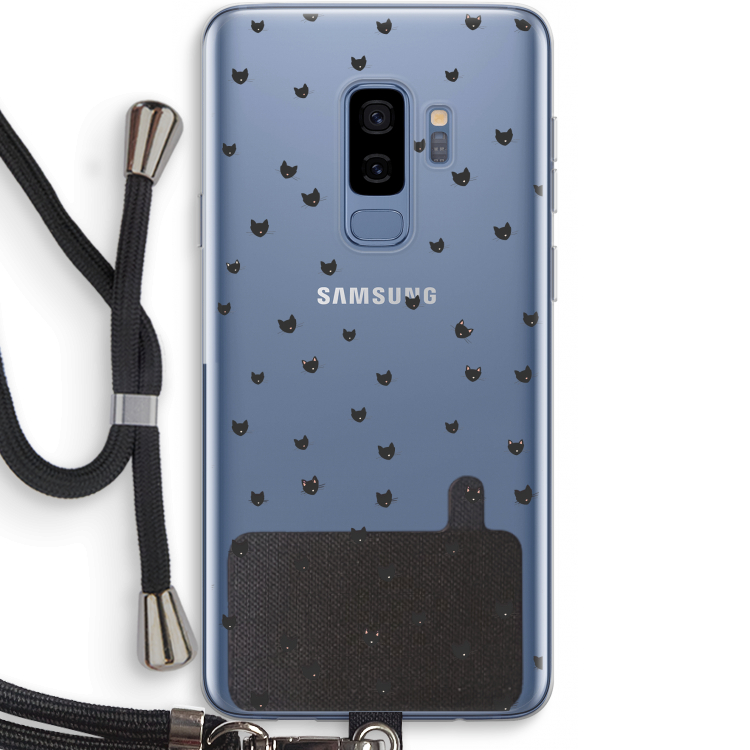 Kleine kattenkopjes: Samsung Galaxy S9 Plus Transparant Hoesje met koord
