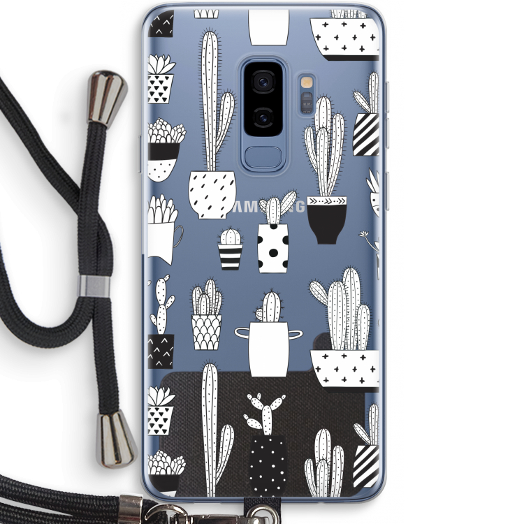 Cactusmotief: Samsung Galaxy S9 Plus Transparant Hoesje met koord