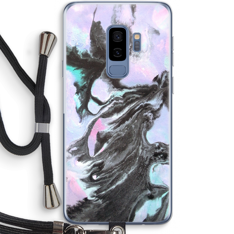 Pastel zwart: Samsung Galaxy S9 Plus Transparant Hoesje met koord