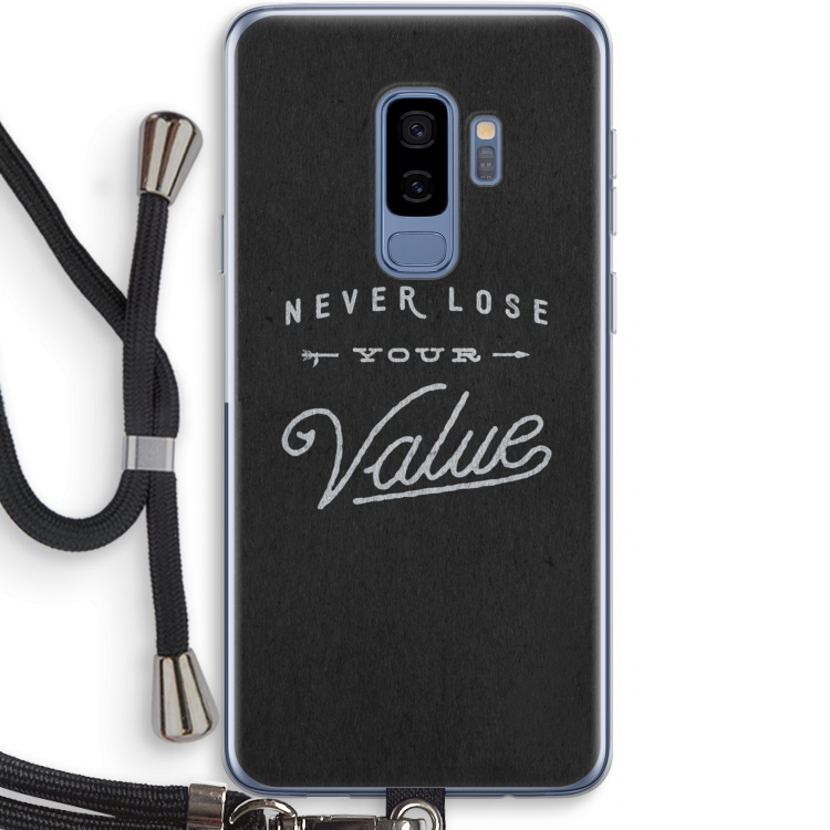 Never lose your value: Samsung Galaxy S9 Plus Transparant Hoesje met koord