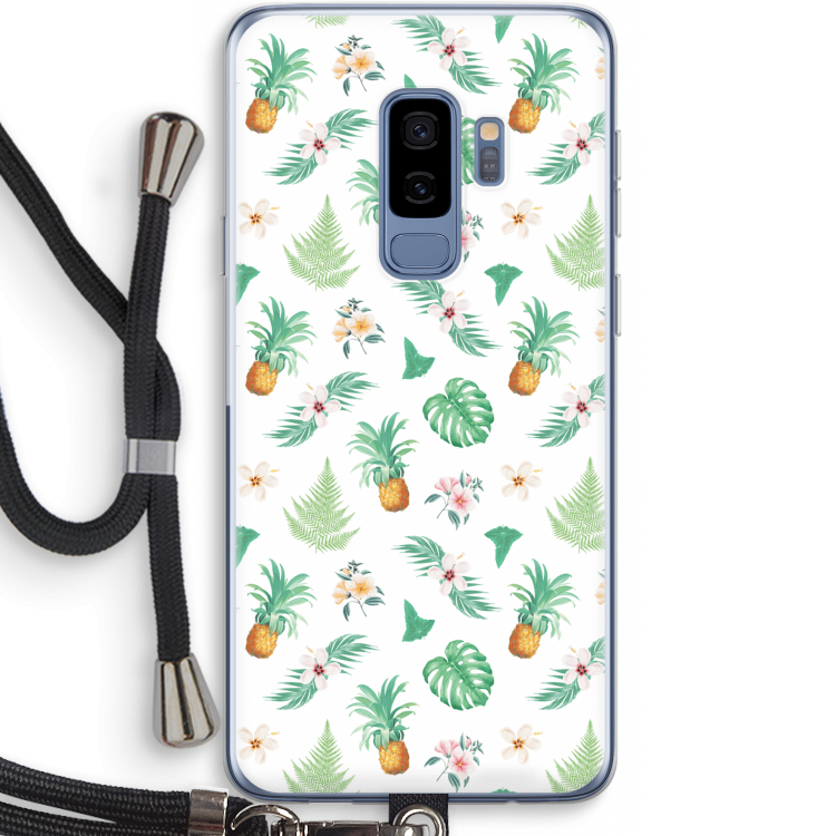 Ananas bladeren: Samsung Galaxy S9 Plus Transparant Hoesje met koord