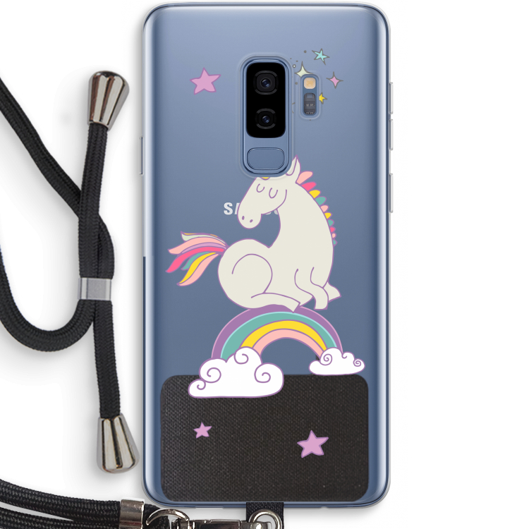 Regenboog eenhoorn: Samsung Galaxy S9 Plus Transparant Hoesje met koord