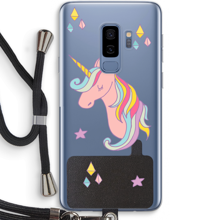 Roze eenhoorn: Samsung Galaxy S9 Plus Transparant Hoesje met koord
