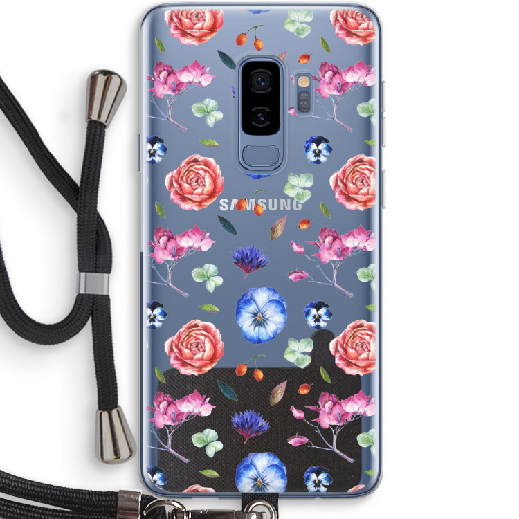 Bloemetjes: Samsung Galaxy S9 Plus Transparant Hoesje met koord