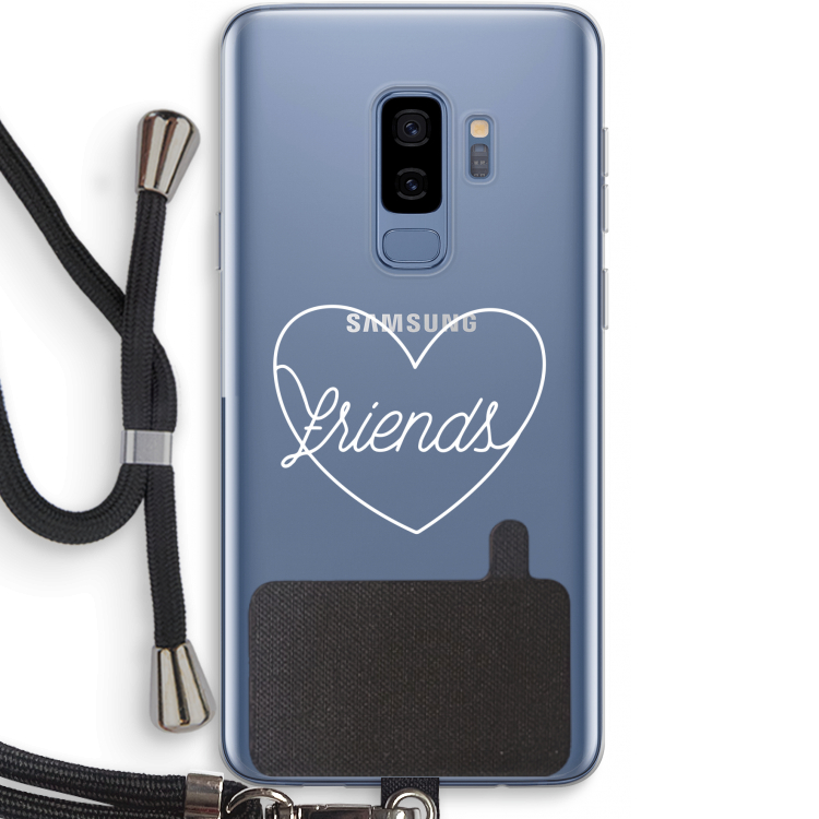 Friends heart pastel: Samsung Galaxy S9 Plus Transparant Hoesje met koord
