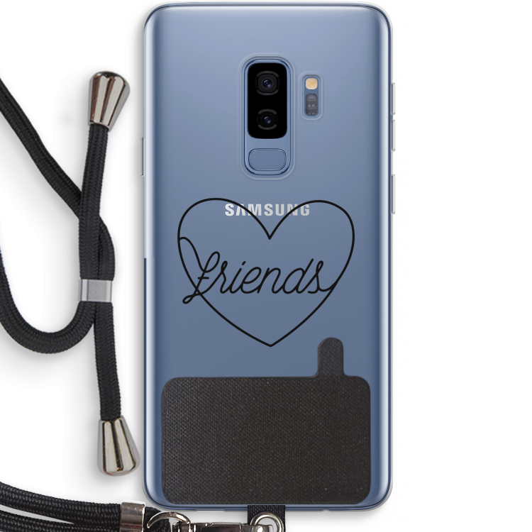 Friends heart black: Samsung Galaxy S9 Plus Transparant Hoesje met koord