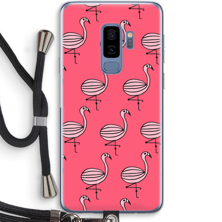 Flamingo: Samsung Galaxy S9 Plus Transparant Hoesje met koord