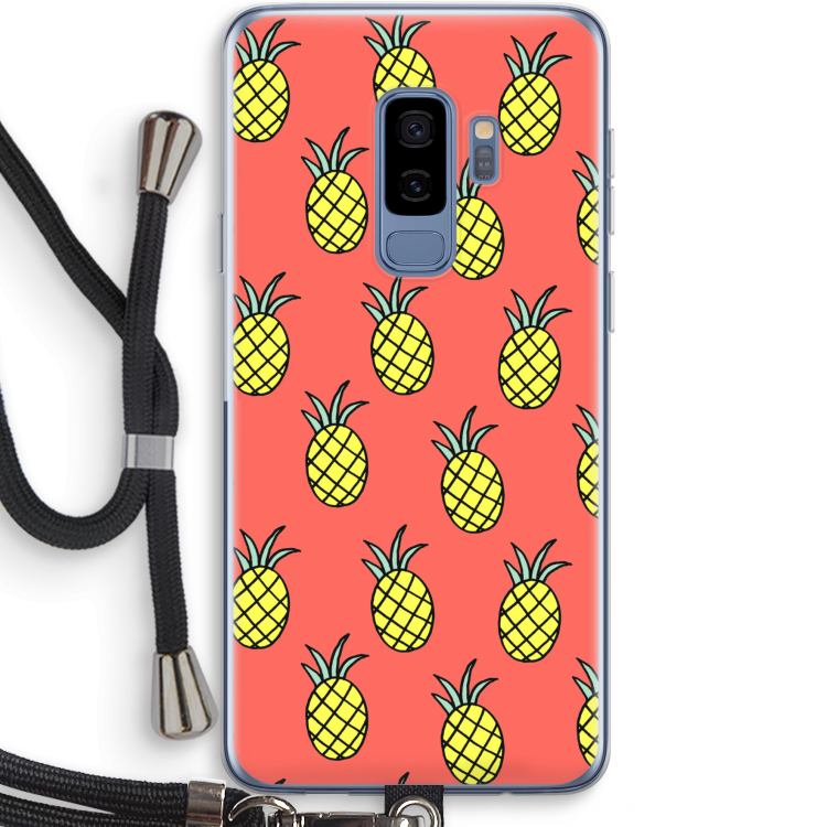 Ananas: Samsung Galaxy S9 Plus Transparant Hoesje met koord