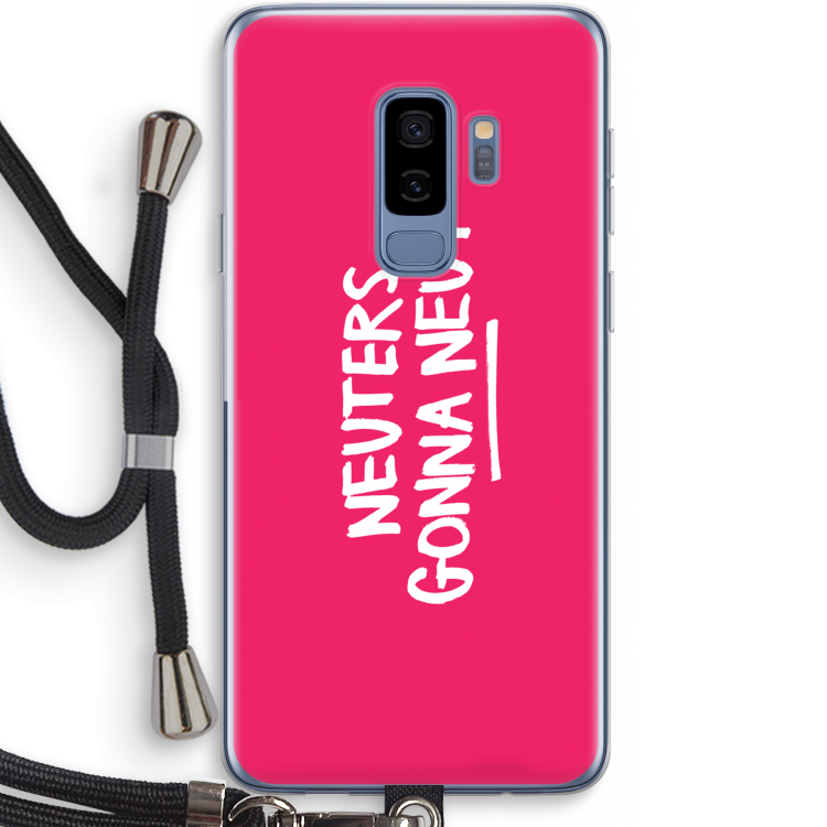 Neuters (roze): Samsung Galaxy S9 Plus Transparant Hoesje met koord