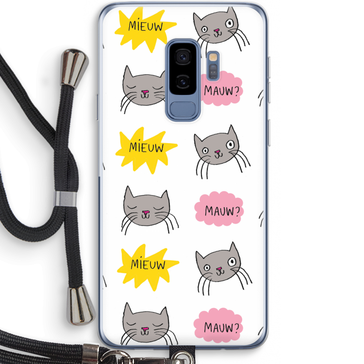 Meow: Samsung Galaxy S9 Plus Transparant Hoesje met koord