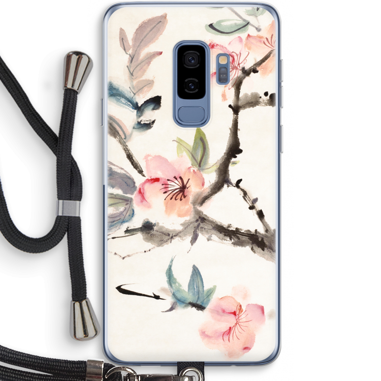 Japanse bloemen: Samsung Galaxy S9 Plus Transparant Hoesje met koord