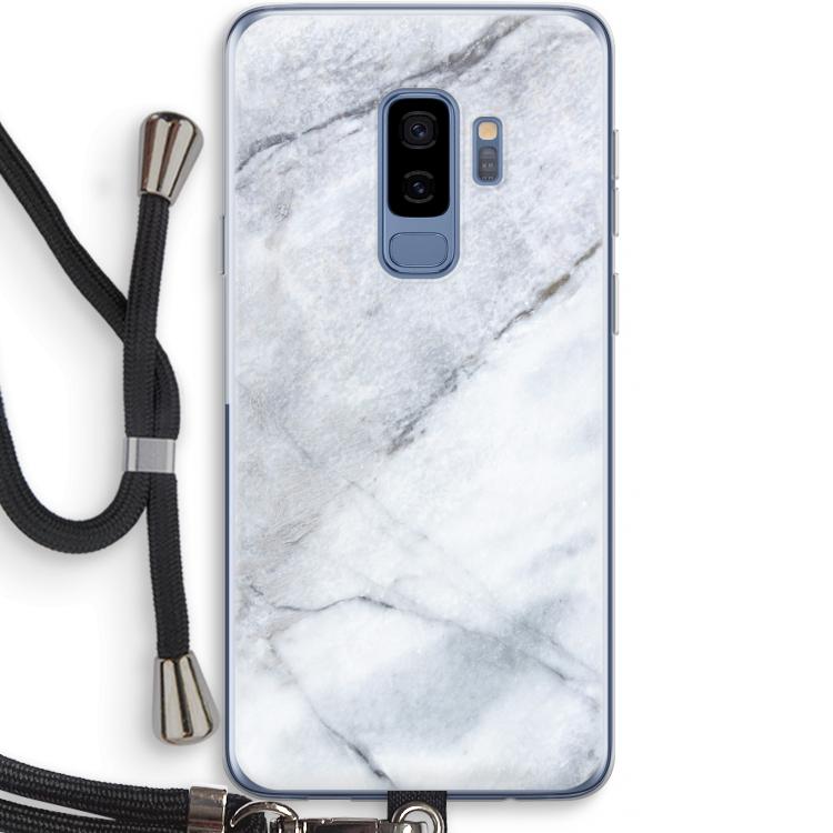 Witte marmer: Samsung Galaxy S9 Plus Transparant Hoesje met koord